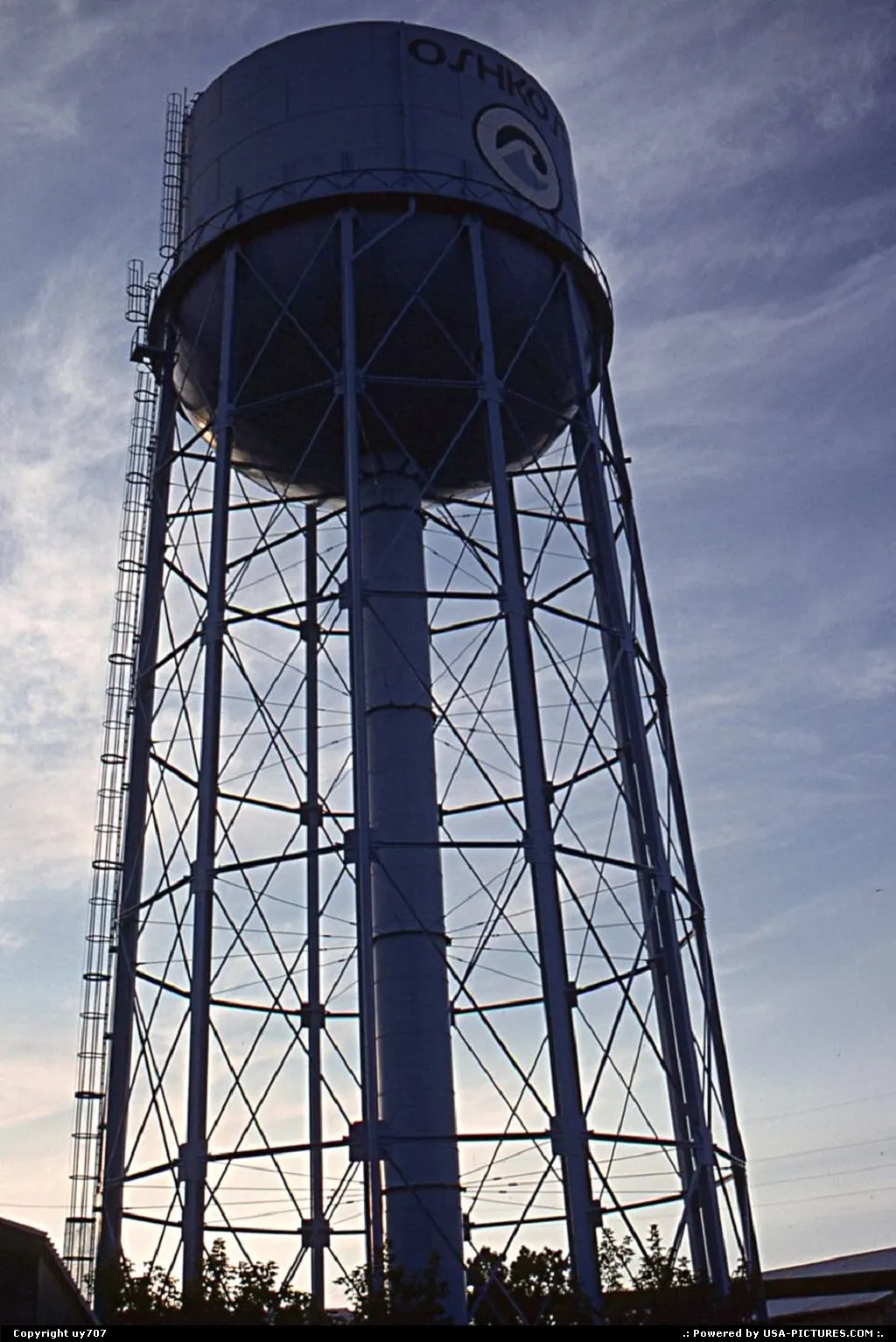 Another water tank showing up its structure at dusk