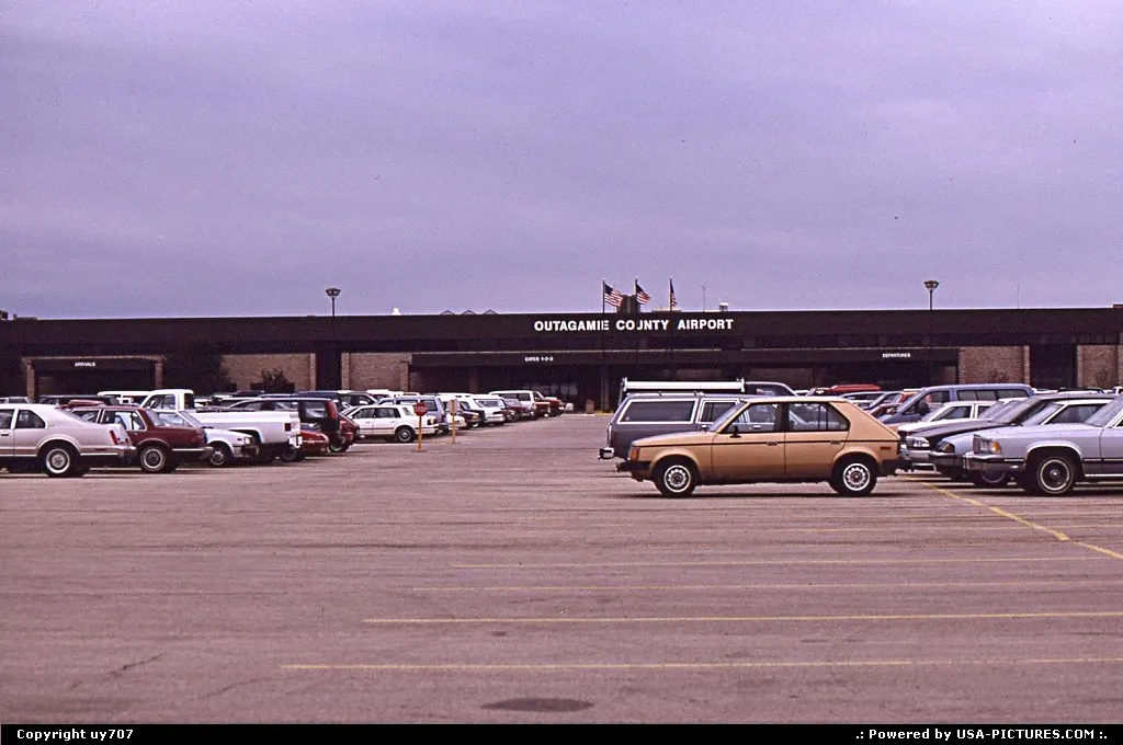 Outagamie County Airport terminal building from the parking lot